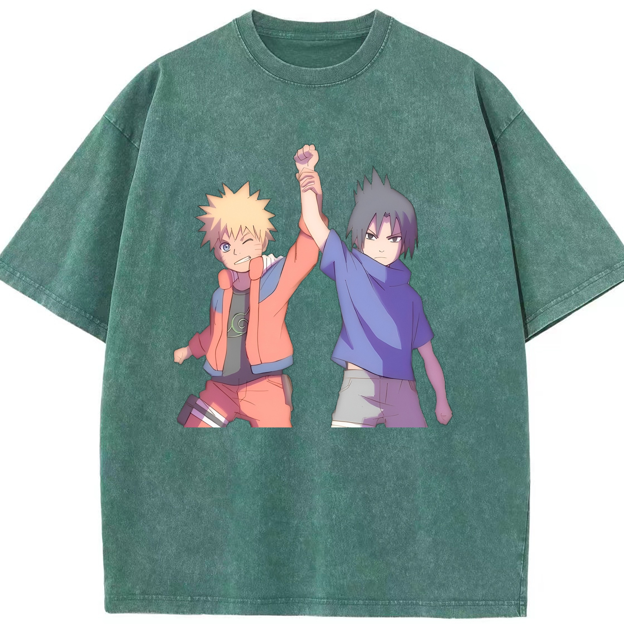 （画像用） NARUTO -ナルト- うちは サスケ Uchiha Sasuke 綿100% ヴィンテージ風 半袖Tシャツ（フロントプリント）